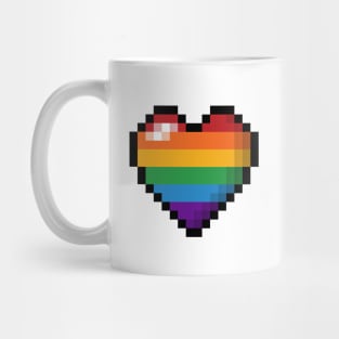 Large Pixel Heart Design in LGBTQ Rainbow Pride Flag Colors Mug